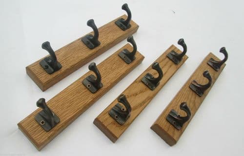 Wooden Key Hanger Cast Iron Hook Black