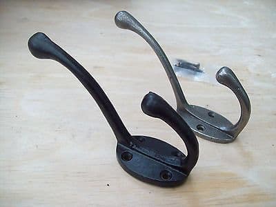 WROUGHT IRON OLD VICTORIAN STYLE HAT AND & COAT PEGS HOOKS