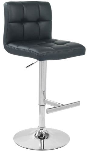 Allegro Bar Stool - Faux Leather Non-Weighted Round Base - Black