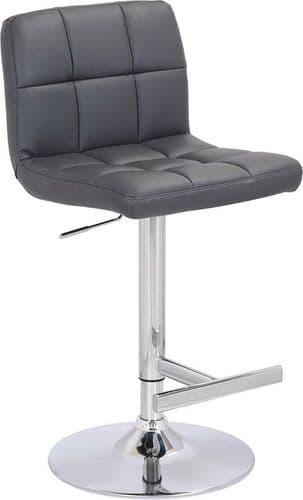 Allegro Bar Stool - Faux Leather Non-Weighted Round Base - Charcoal