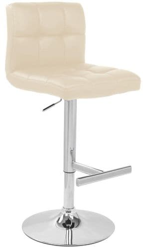 Allegro Bar Stool - Faux Leather Non-Weighted Round Base - Cream