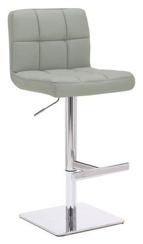 Allegro Real Leather Bar Stool - Weighted Base - Grey