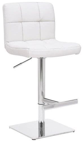Allegro Real Leather Bar Stool - Weighted Base - White