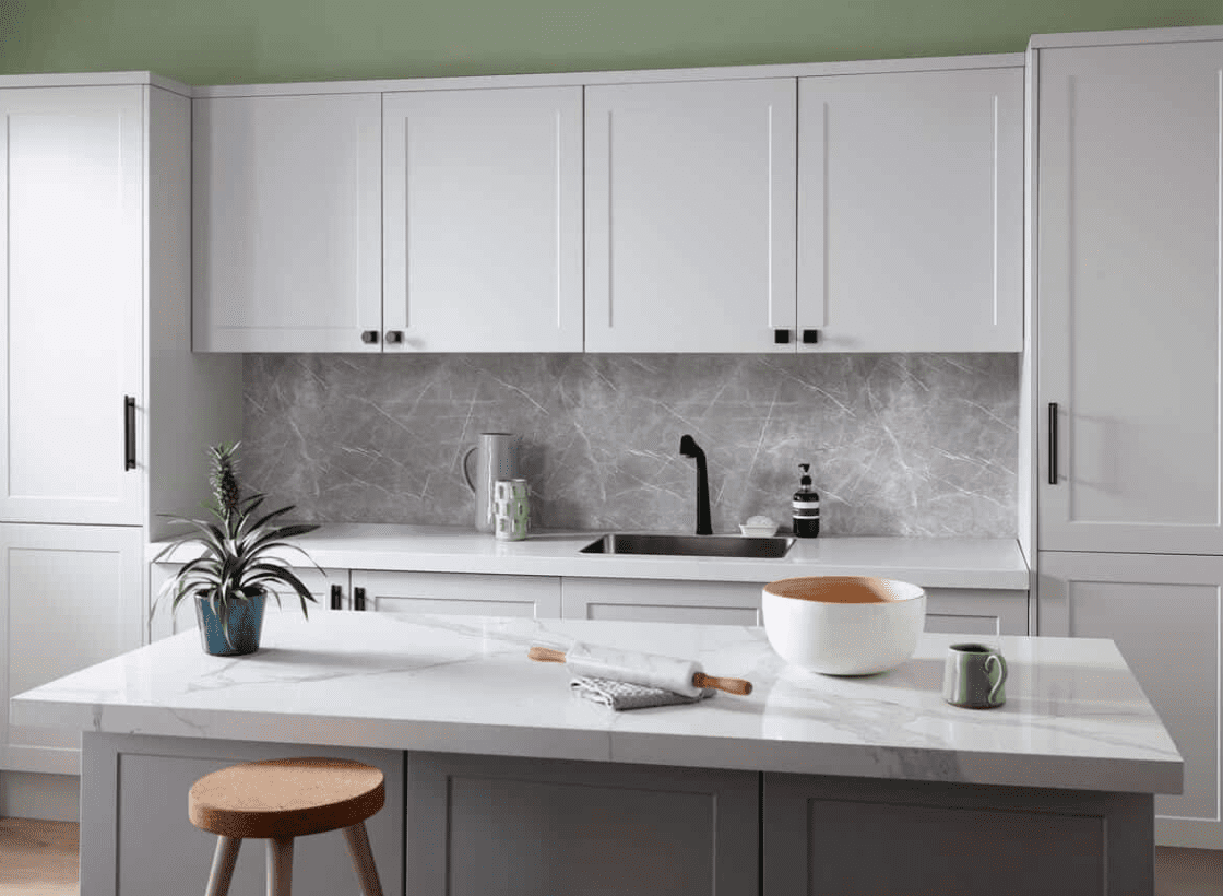 AluSplash Elements Satin Matt Splashback - Grey Marble - 3050mm x 750 x 4mm