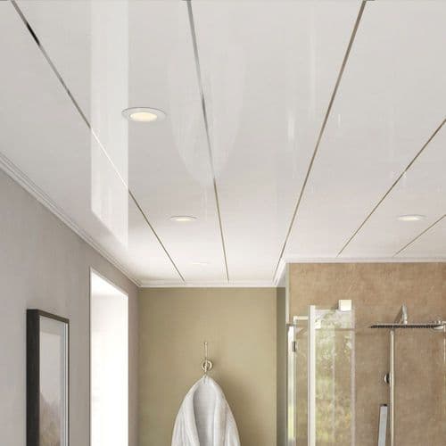 Ancona PVC Ceiling Panels - Single Chrome - Gloss