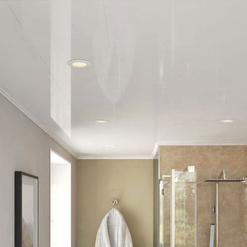 Ancona PVC Ceiling Panels - Single White - Gloss