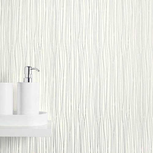 Ancona PVC Shower Wall Panels - White Silver String - Gloss