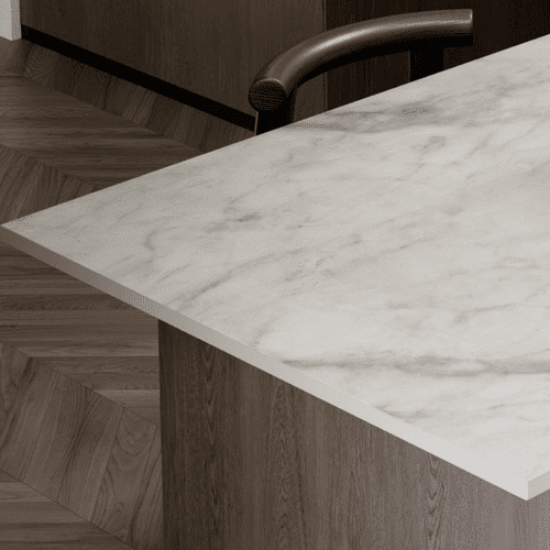 Aria Solid Laminate Worktops - Calacatta Cava 20mm - White Core - F5018 Satin NDF