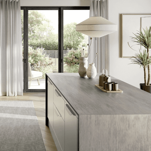 Aria Solid Laminate Worktops - Elemental Concrete 12mm - Grey Core - F8830 Scovato