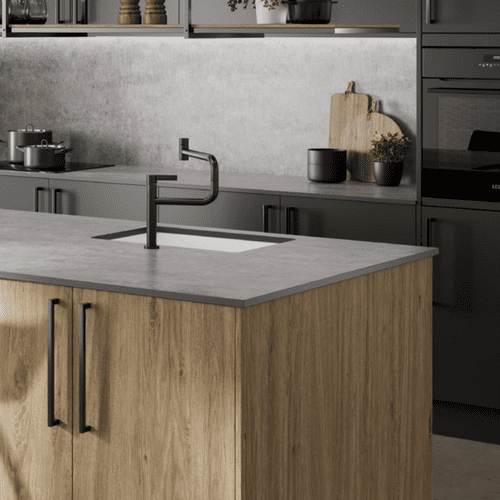 Aria Solid Laminate Worktops - Elemental Concrete 20mm - Grey Core - F8830 Scovato