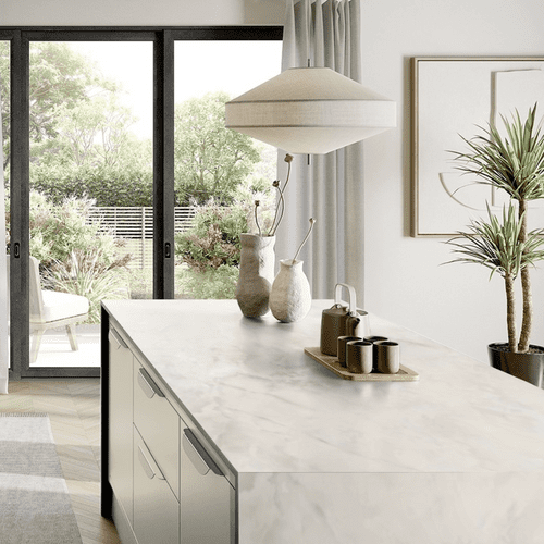 Aria Solid Laminate Worktops - Ice Onyx 20mm - White Core - F7408 Satin NDF