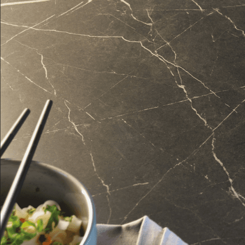 Aria Solid Laminate Worktops - Nero Grafite 12mm - Black Core - F9485 Satin NDF