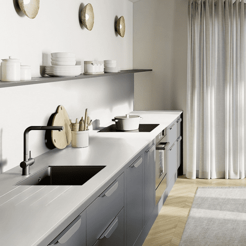 Aria Solid Laminate Worktops - Polar White 12mm - White Core - F2255 Satin NDF