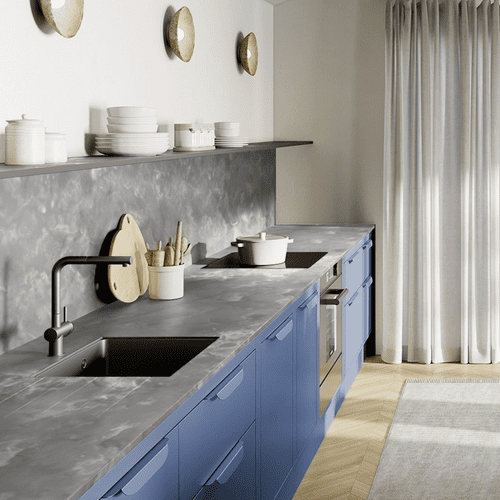Aria Solid Laminate Worktops - Smoke Onyx 12mm - Grey Core - F3710 Satin NDF