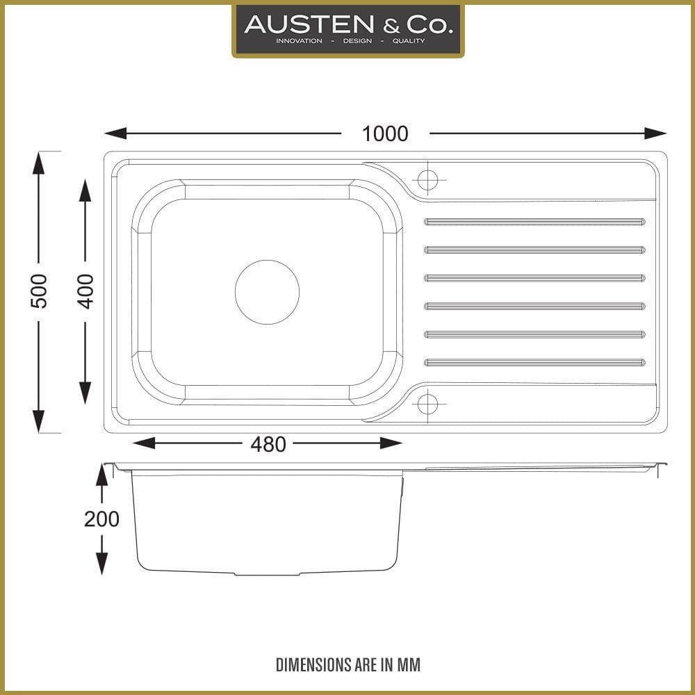 Austen & Co - Florenzo Stainless Steel Inset Sink Reversable - 500 x ...