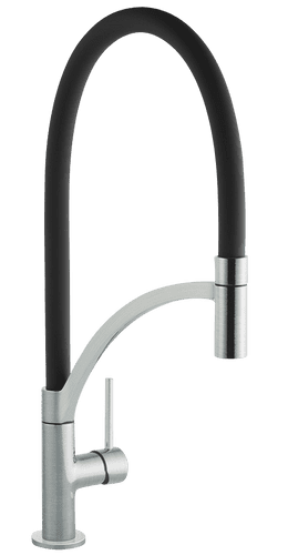Austen & Co - Madrid Brushed Chrome Kitchen Mixer Tap with Black Pull Out Hose