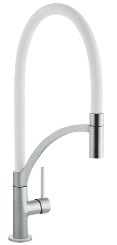 Austen & Co - Madrid Brushed Chrome Kitchen Mixer Tap with White Pull Out Hose