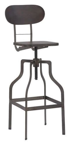 Bolzano Industrial Wooden Seat Bar Stool - Espresso