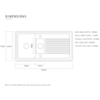 Caple WIL150 Ceramic 1.5 Bowl Sink & Drainer
