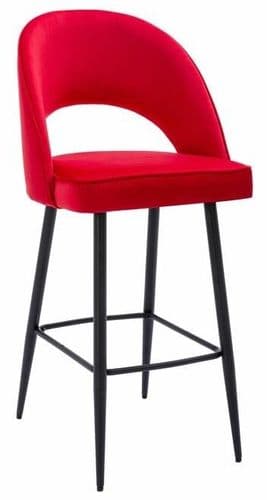 Chelsea Velvet Bar Stool - Red - 66cm