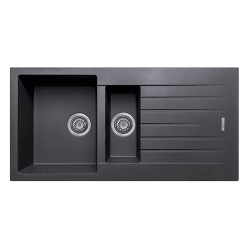 Contemporary Granite 1.5 Bowl Sink with Drainer 500 x 1000mm - Gunmetal