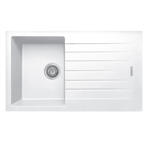 Contemporary Granite Single Bowl Sink with Drainer 500 x 860mm -White