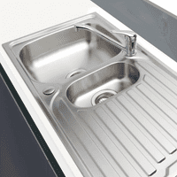 Contemporary Stainless Steel 1.5 Bowl Sink with drainer - 500 x 965mm