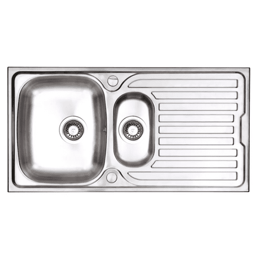 Contemporary Stainless Steel 1.5 Bowl Sink with drainer - 500 x 965mm