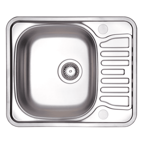 Contemporary Stainless Steel Bowl Compact Sink with Drainer - 487 x 577mm