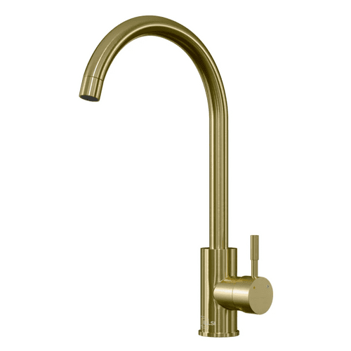 Contemporary Stainless Steel Side Lever Tap - Brushed Brass