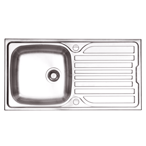 Contemporary Stainless Steel Single Bowl Sink with drainer - 500 x 965mm