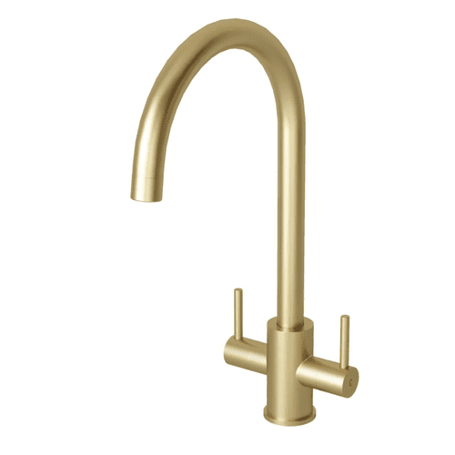 Contemporary Twin Lever Tap - Brushed Brass