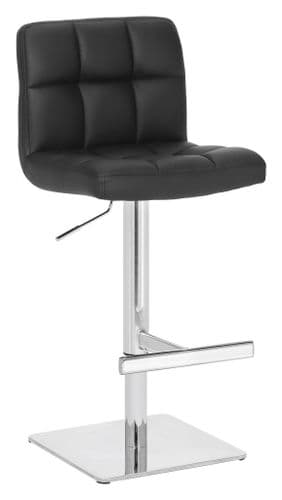 Deluxe Allegro Faux Leather Bar Stool Square Weighted Base - Black