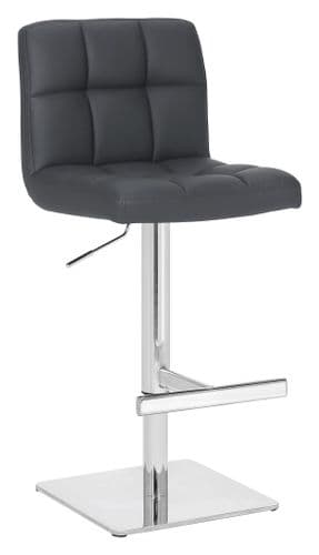 Deluxe Allegro Faux Leather Bar Stool Square Weighted Base - Charcoal