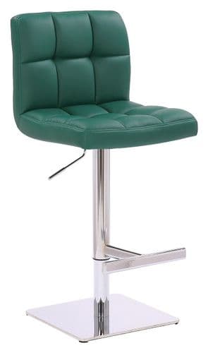Deluxe Allegro Faux Leather Bar Stool Square Weighted Base - Sage Green