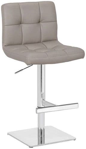 Deluxe Allegro Faux Leather Bar Stool Square Weighted Base - Slate Grey