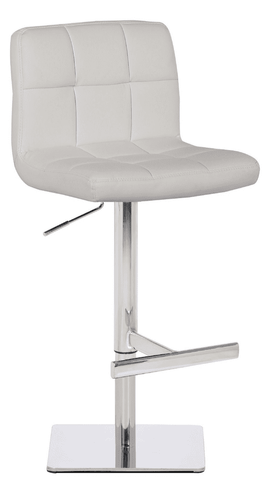 Deluxe Allegro Faux Leather Bar Stool Square Weighted Base White