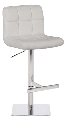 Deluxe Allegro Faux Leather Bar Stool Square Weighted Base- White