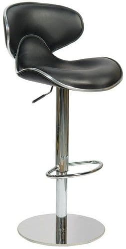 Deluxe Carcaso Bar Stool Collection - Black Faux-Leather Weighted Base