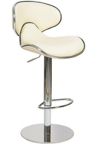 Deluxe Carcaso Bar Stool Collection - Cream Faux-Leather Weighted Base