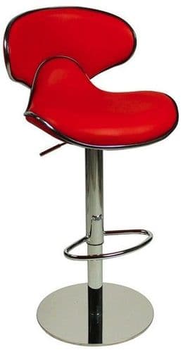 Deluxe Carcaso Bar Stool Collection - Red Faux-Leather Weighted Base