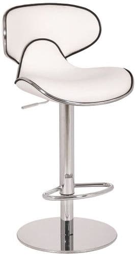 Deluxe Carcaso Bar Stool Collection - White Faux-Leather Weighted Base