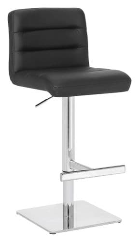 Deluxe Luscious Bar Stool - Black Faux-Leather Weighted Square Base