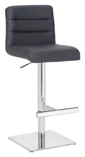 Deluxe Luscious Bar Stool - Charcoal Grey Faux-Leather Weighted Square Base