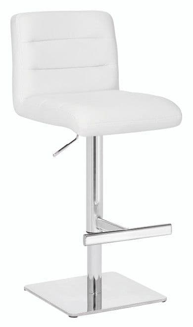 Deluxe Luscious Bar Stool - White Faux-Leather Weighted Square Base