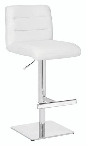 Deluxe Luscious Bar Stool - White Faux-Leather Weighted Square Base