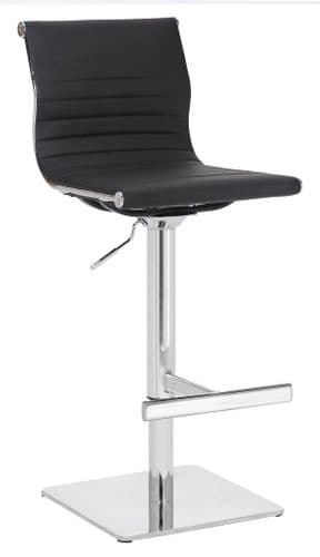 Deluxe Rovigo Bar Stool Collection - Black Faux-Leather Square Weighted Base