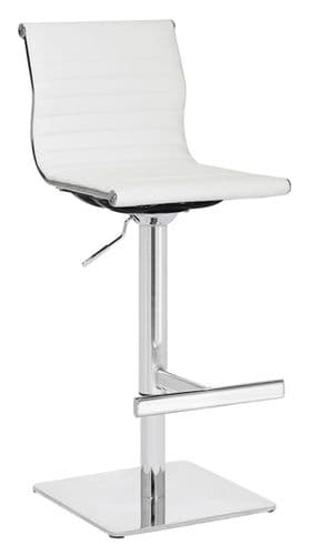 Deluxe Rovigo Bar Stool Collection - White Faux-Leather Square Weighted Base