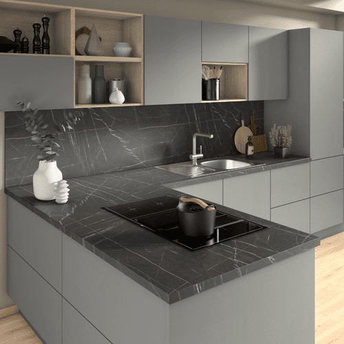 Egger 38mm Postformed Laminate Worktops - Black Pietra Grigia - F206 ST9