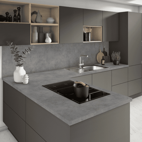 Egger 38mm Postformed Laminate Worktops - Light Grey Chicago Concrete - F186 ST9